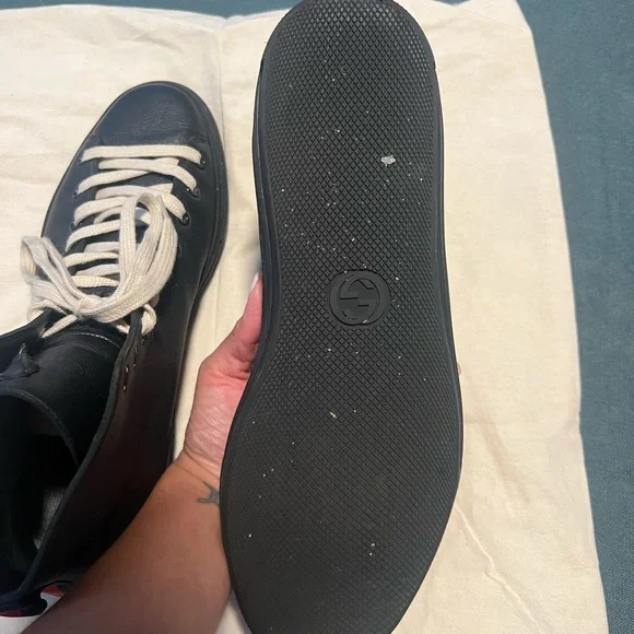 Gucci Black Leather Sneakers with White Accents - Picture 5 of 5